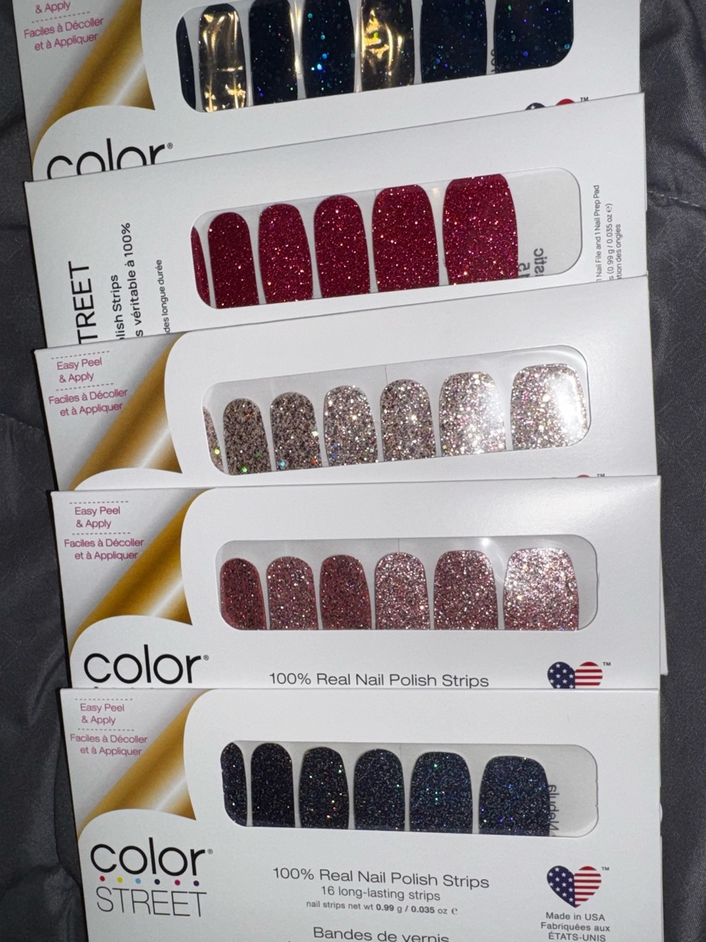 Color Street Glitter Nail Strips - Assorted Sparkle Colors Set of 5